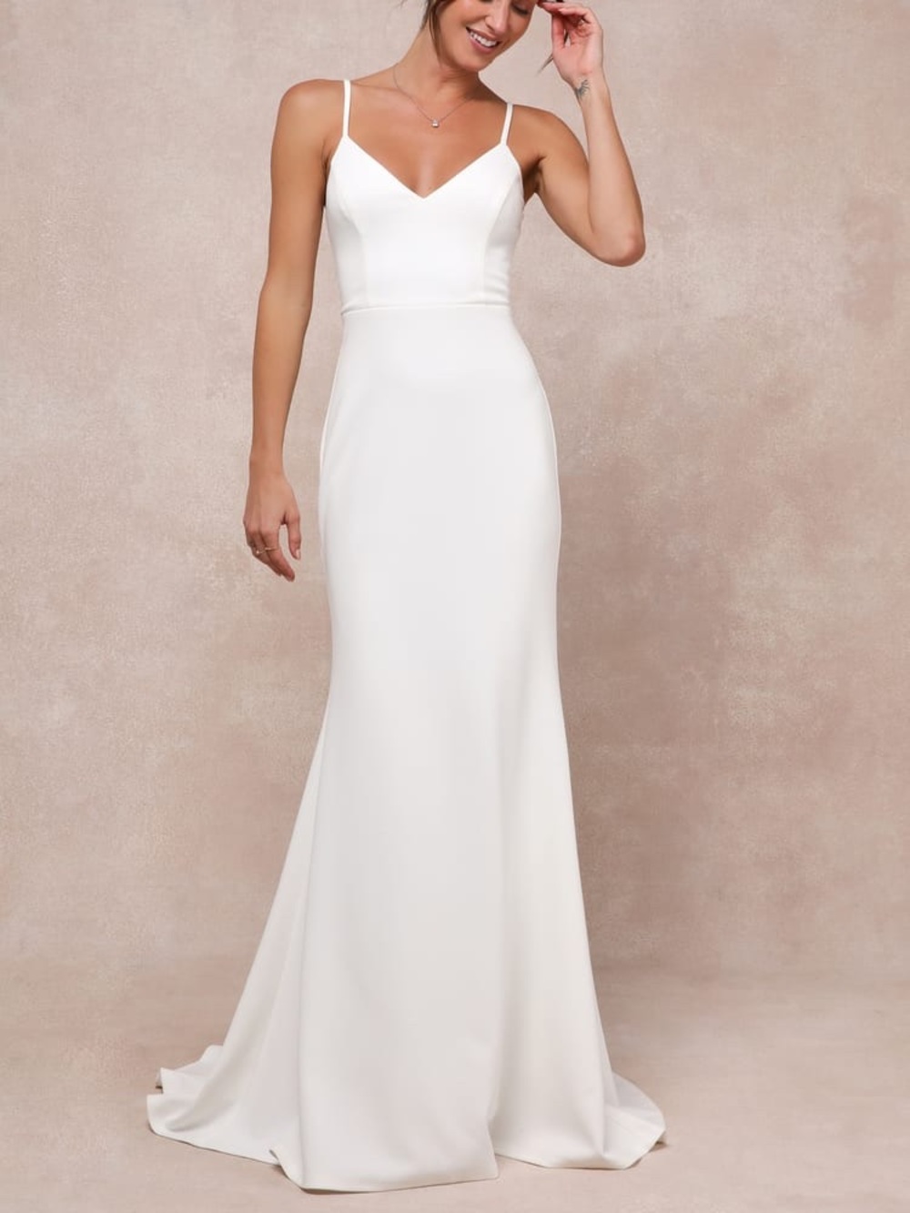 NWT Lulus Feeling of Forever White Sleeveless Mermaid Maxi Dress